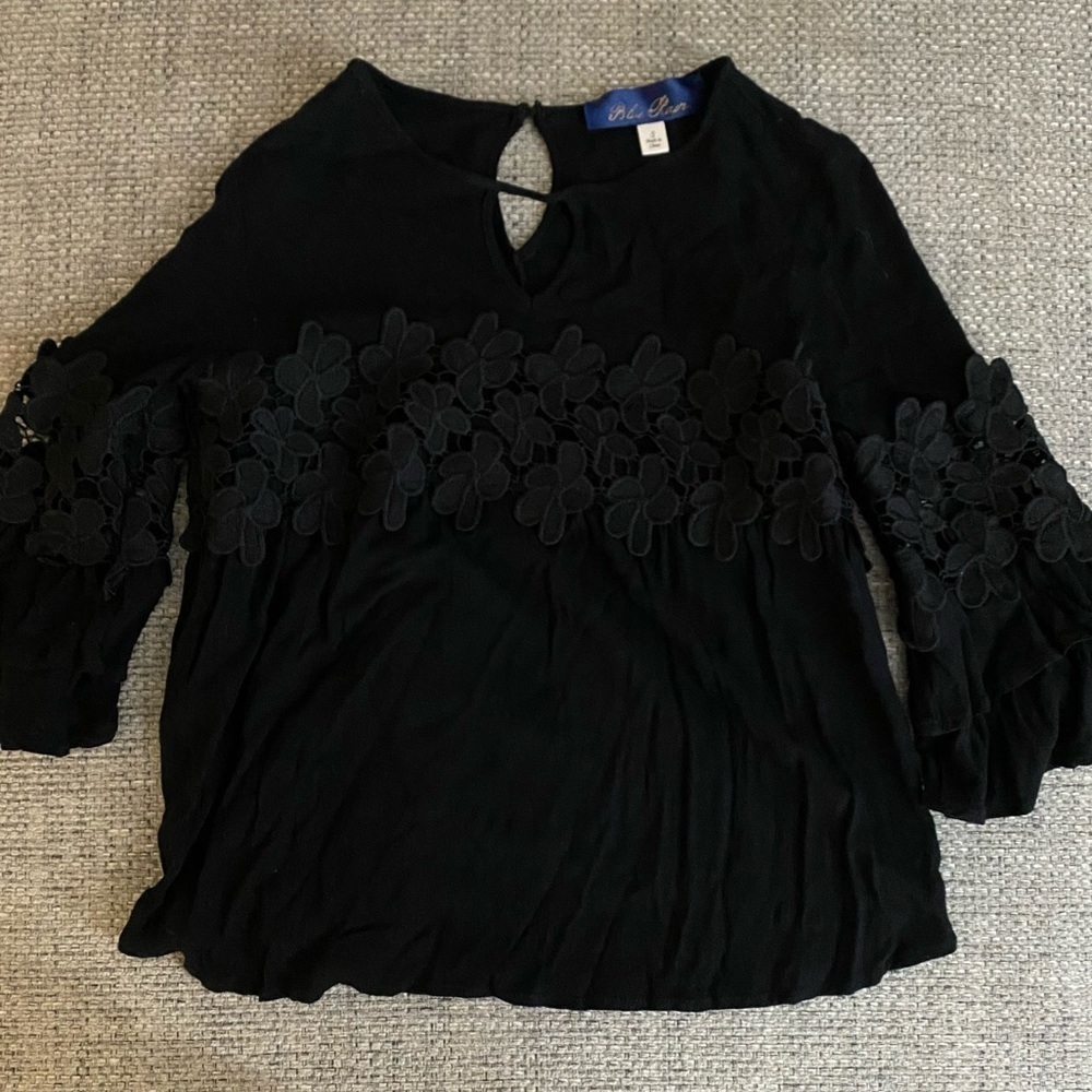 Blue Rain Black Blouse